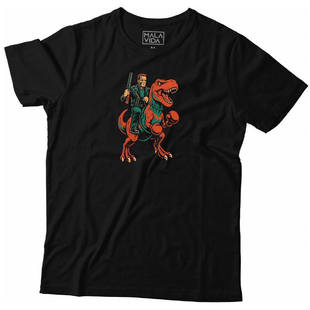 Terminator riding a T-Rex