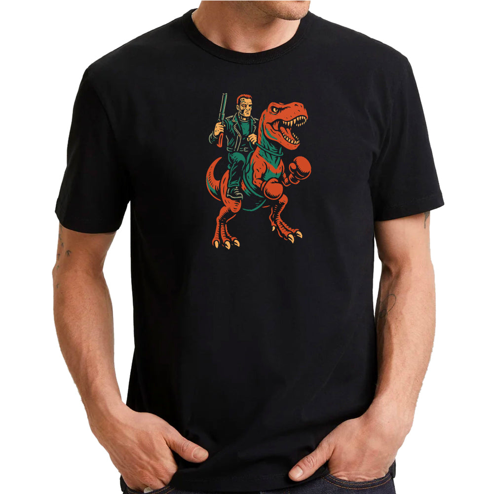 Terminator riding a T-Rex