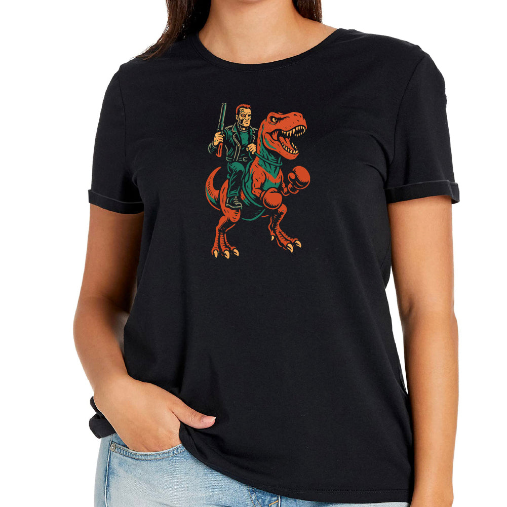 Terminator riding a T-Rex