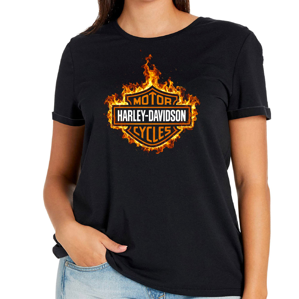 H-D logo in flames
