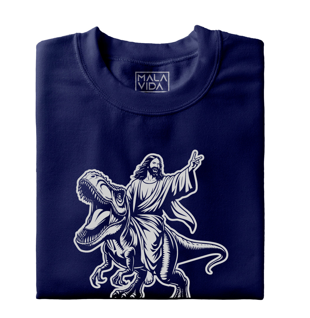 Yisus cabalga un dinosaurio