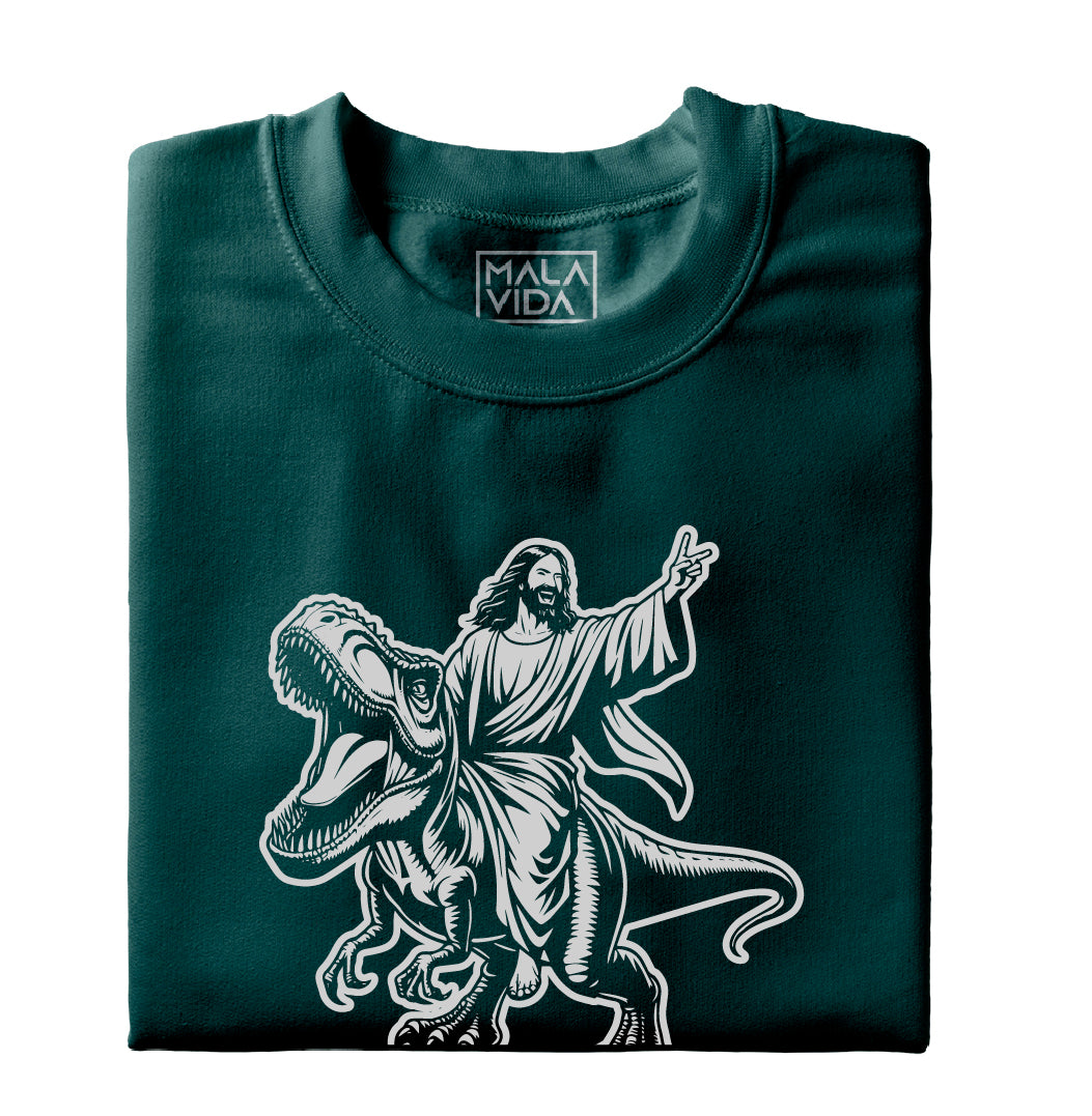 Yisus cabalga un dinosaurio