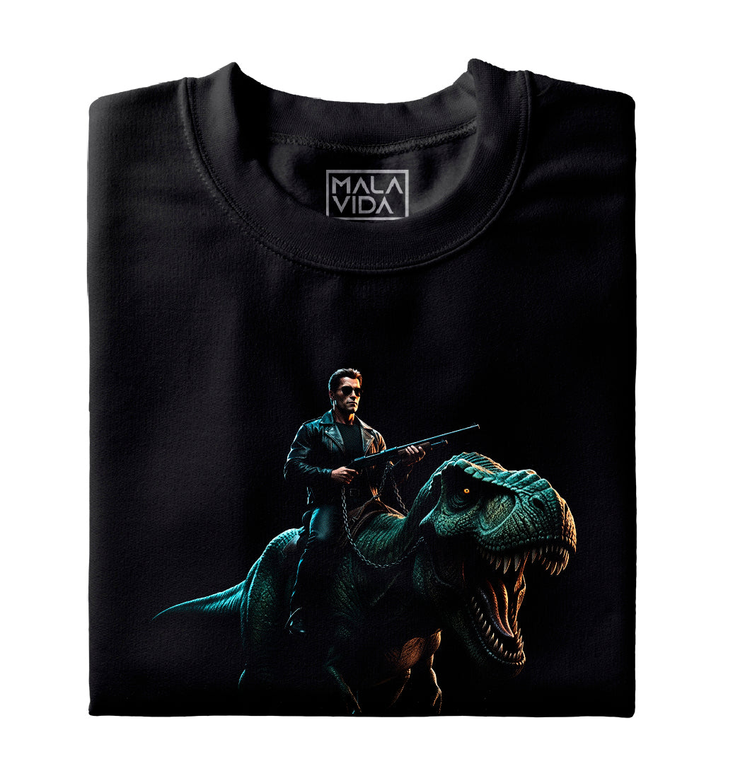 Terminator cabalga T-rex