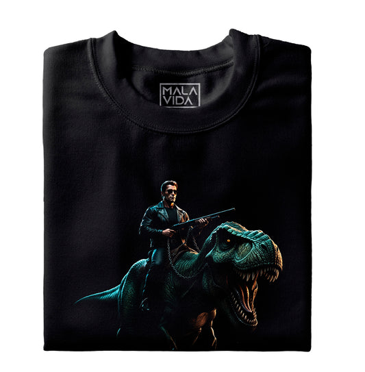 Terminator cabalga T-rex