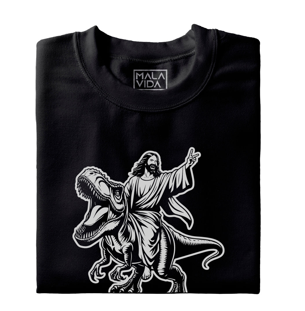 Yisus cabalga un dinosaurio