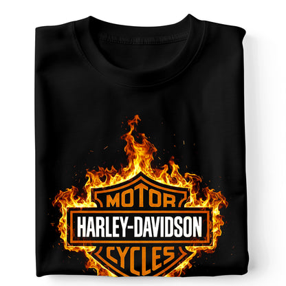 H-D logo in flames