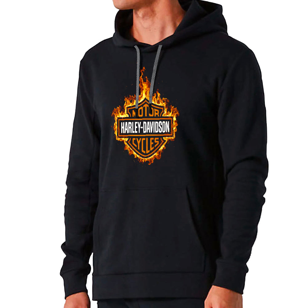 H-D logo in flames
