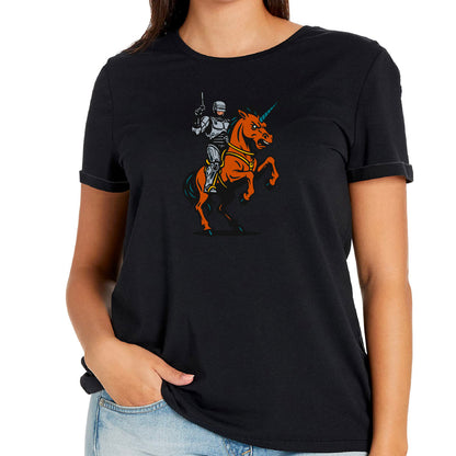 Robocop riding a Unicorn