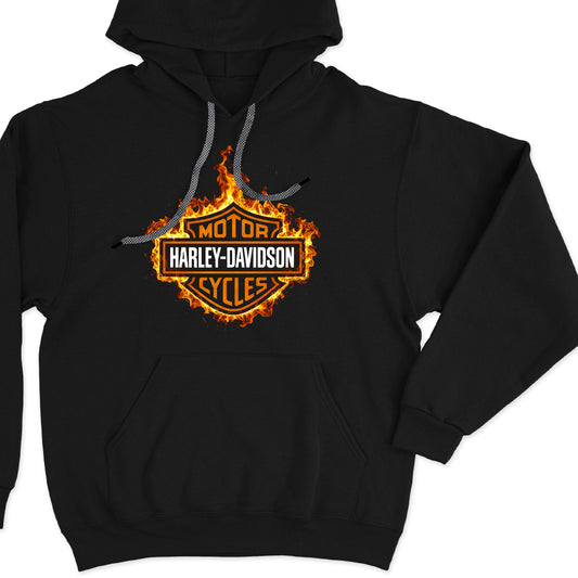 H-D logo in flames