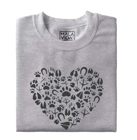Corazón huellas animales