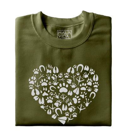 Corazón huellas animales