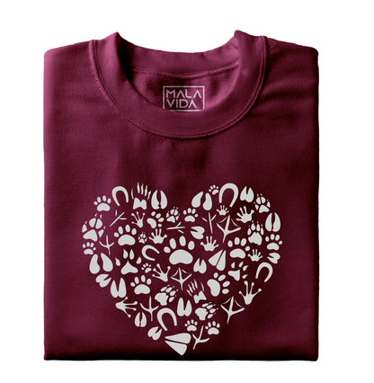 Corazón huellas animales